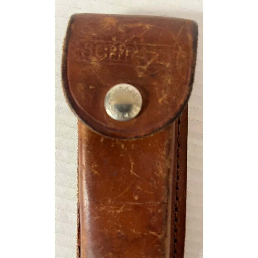 Schrade Knife Sheath Unisex OS Brown Leather Vintage Folding Pocket Knife Pouch